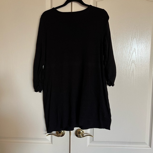Alfani black crew neck sweater tunic with gold zipper‎ pockets Petite Large LP - Picture 5 of 6